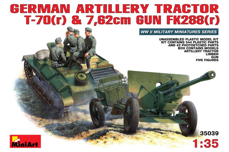 1:35 MiniArt 35039 German Artillery Tractor T-70(r) & 7,62cm FK288(r) w/Crew - Min35039 1 1 - MIN35039