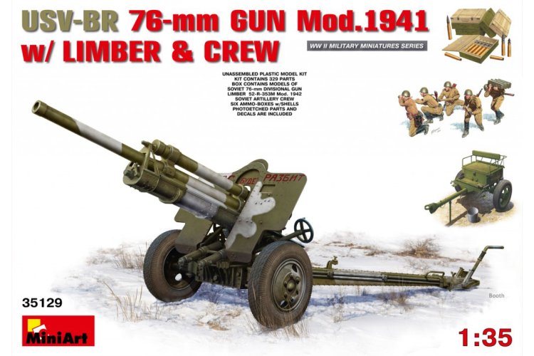1:35 MiniArt 35129 USV-BR 76mm Gun Mod.1941 w/Limber & Crew - Min35129 1 1 - MIN35129