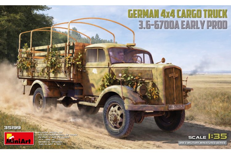 1:35 MiniArt 35199 Opel Blitz 3.6-6700A 4x4 Early Production WWII - Duitse Militaire Vrachtwagen - Min35199 1 - MIN35199