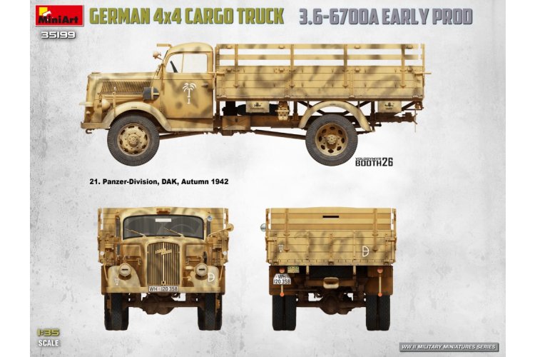 1:35 MiniArt 35199 Opel Blitz 3.6-6700A 4x4 Early Production WWII - Duitse Militaire Vrachtwagen - Min35199 16 - MIN35199