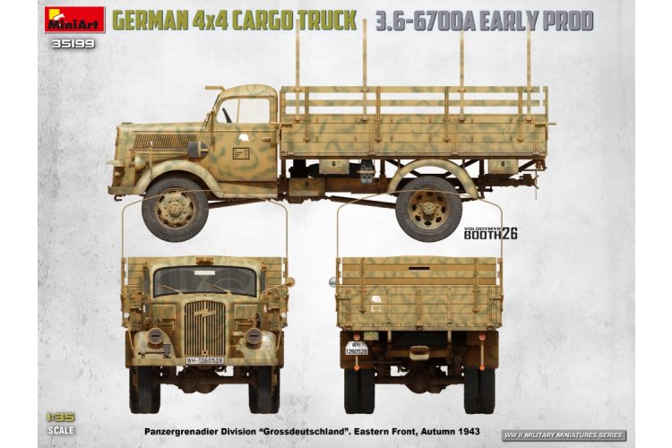 1:35 MiniArt 35199 Opel Blitz 3.6-6700A 4x4 Early Production WWII - Duitse Militaire Vrachtwagen - Min35199 18 - MIN35199