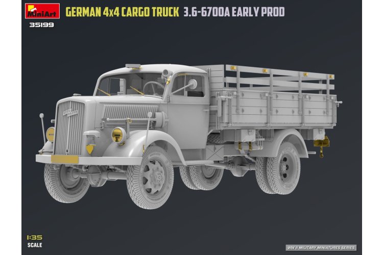 1:35 MiniArt 35199 Opel Blitz 3.6-6700A 4x4 Early Production WWII - Duitse Militaire Vrachtwagen - Min35199 9 - MIN35199