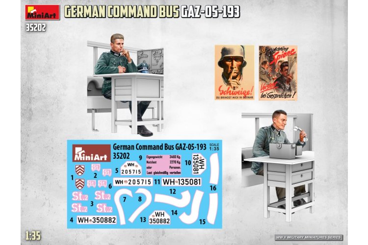 1:35 MiniArt 35202 GAZ-05-193 Commando Bus WWII - Duits Militair Voertuig - Min35202 2 - MIN35202