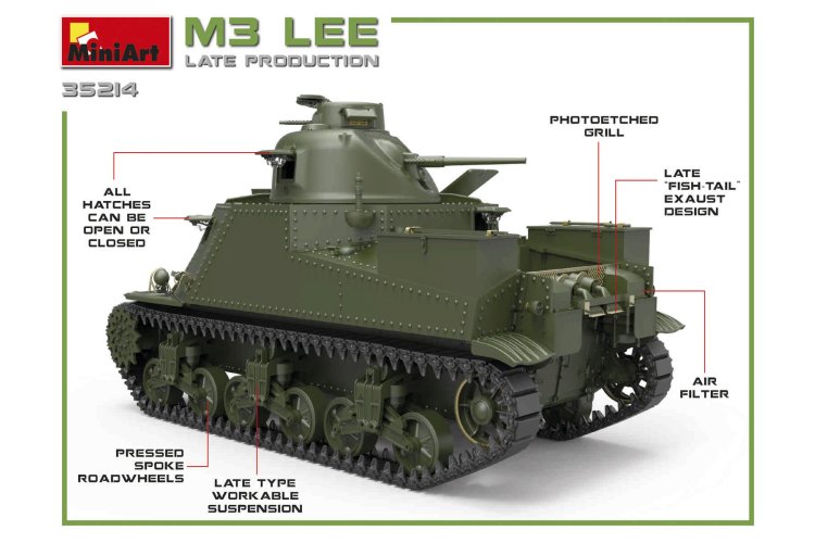 1:35 MiniArt 35214 M3 Lee &ndash; Late Production WWII &ndash; American Tank - Min35214 8 - MIN35214