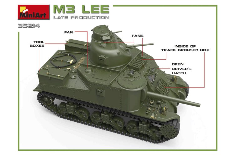 1:35 MiniArt 35214 M3 Lee &ndash; Late Production WWII &ndash; American Tank - Min35214 9 - MIN35214