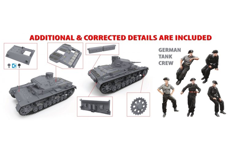 1:35 MiniArt 35221 Pz. Kpfw. III Ausf. B with Crew WWII - German Medium Tank with 5 Figures - Min35221 2 - MIN35221