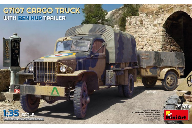 1:35 MiniArt 35372 G7107 Cargo Truck met Ben Hur Trailer - WWII Amerikaanse Militaire Vrachtwagen - Min35372 1 - MIN35372