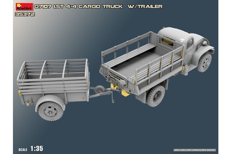 1:35 MiniArt 35372 G7107 Cargo Truck met Ben Hur Trailer - WWII Amerikaanse Militaire Vrachtwagen - Min35372 11 - MIN35372