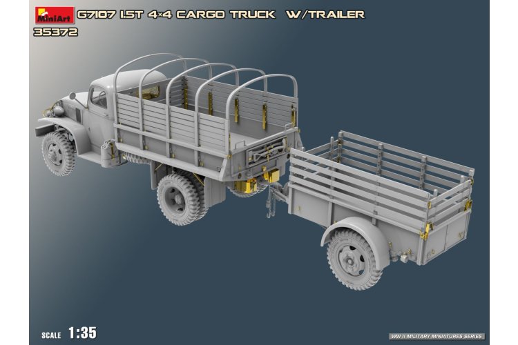 1:35 MiniArt 35372 G7107 Cargo Truck met Ben Hur Trailer - WWII Amerikaanse Militaire Vrachtwagen - Min35372 12 - MIN35372