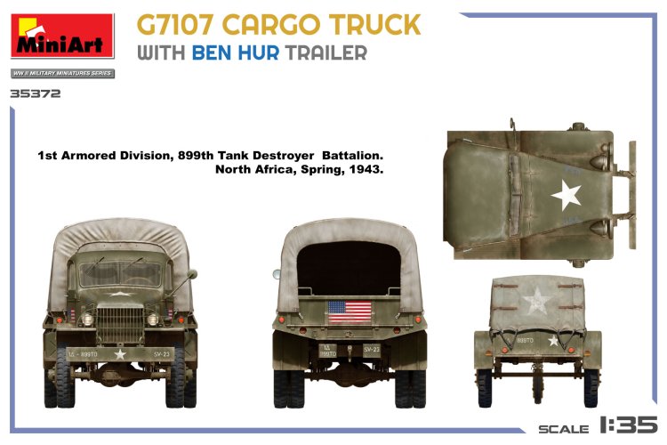 1:35 MiniArt 35372 G7107 Cargo Truck met Ben Hur Trailer - WWII Amerikaanse Militaire Vrachtwagen - Min35372 3 - MIN35372