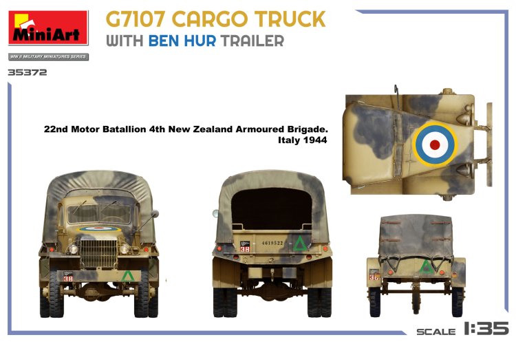 1:35 MiniArt 35372 G7107 Cargo Truck met Ben Hur Trailer - WWII Amerikaanse Militaire Vrachtwagen - Min35372 5 - MIN35372