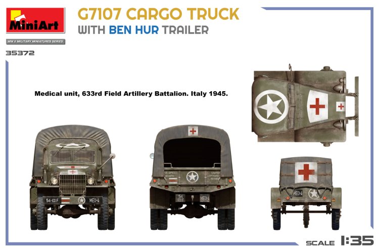 1:35 MiniArt 35372 G7107 Cargo Truck met Ben Hur Trailer - WWII Amerikaanse Militaire Vrachtwagen - Min35372 7 - MIN35372