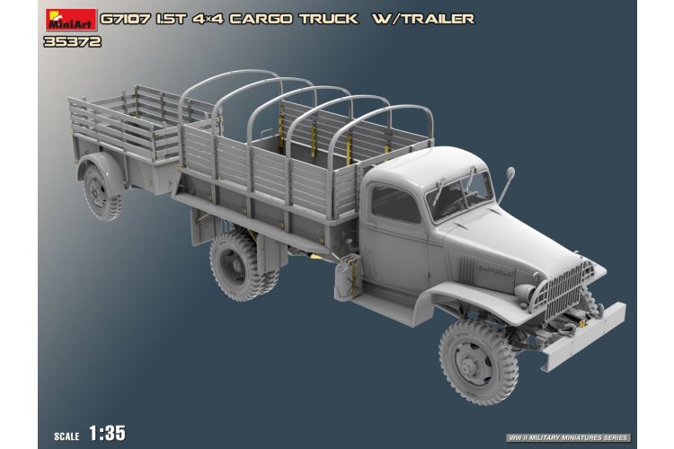 1:35 MiniArt 35372 G7107 Cargo Truck met Ben Hur Trailer - WWII Amerikaanse Militaire Vrachtwagen - Min35372 8 - MIN35372