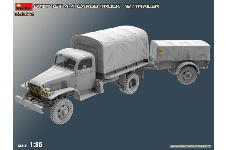 1:35 MiniArt 35372 G7107 Cargo Truck met Ben Hur Trailer - WWII Amerikaanse Militaire Vrachtwagen - Min35372 9 - MIN35372