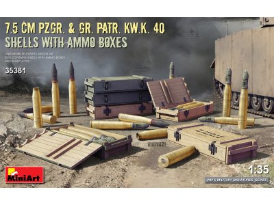 1:35 MiniArt 35381 7.5 CM PZGR. & GR. PATR. KW.K. 40 Shells w/Ammo Boxes - Min35381 1 - MIN35381
