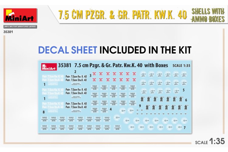 1:35 MiniArt 35381 7.5 CM PZGR. & GR. PATR. KW.K. 40 Shells w/Ammo Boxes - Min35381 2 - MIN35381