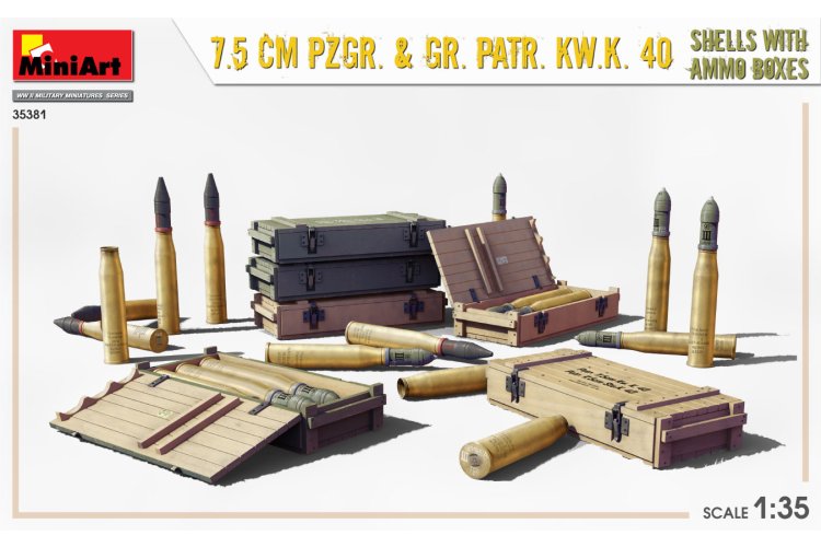 1:35 MiniArt 35381 7.5 CM PZGR. & GR. PATR. KW.K. 40 Shells w/Ammo Boxes - Min35381 3 - MIN35381