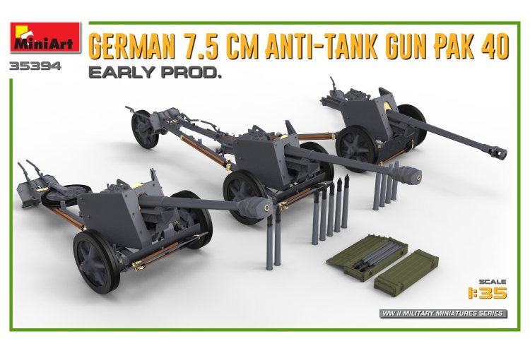 1:35 MiniArt 35394 German 7.5CM Anti-Tank Gun PAK 40. Early Prod. - Min35394 promo 2 - MIN35394