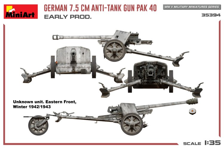 1:35 MiniArt 35394 German 7.5CM Anti-Tank Gun PAK 40. Early Prod. - Min35394 side views3 - MIN35394