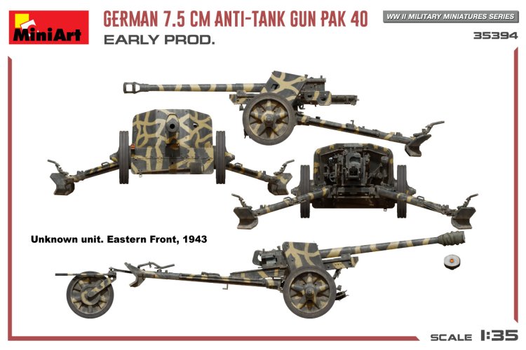 1:35 MiniArt 35394 German 7.5CM Anti-Tank Gun PAK 40. Early Prod. - Min35394 side views6 - MIN35394