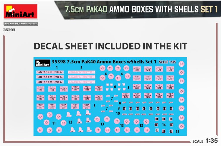 1:35 MiniArt 35398 7.5cm PaK40 Ammo Boxes with Shells - set 1 - Min35398 2 - MIN35398
