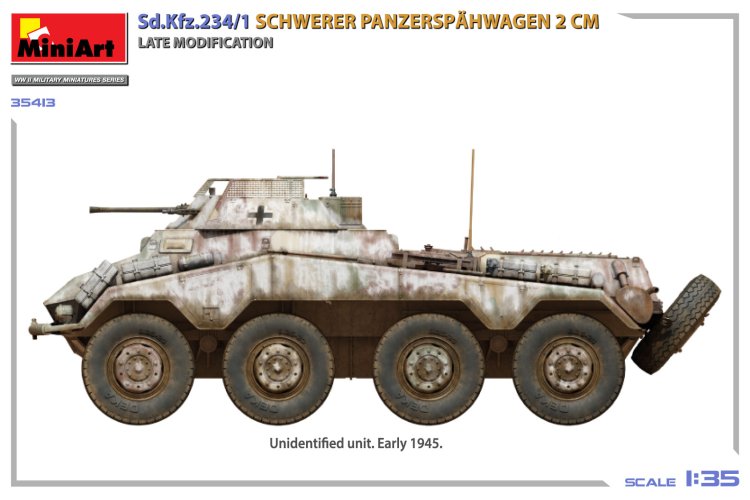 1:35 MiniArt 35413 Sd.Kfz.234/1 Zware Pantserverkenningswagen (2 cm) Late Model - Militair Voertuig - Min35413 3 - MIN35413