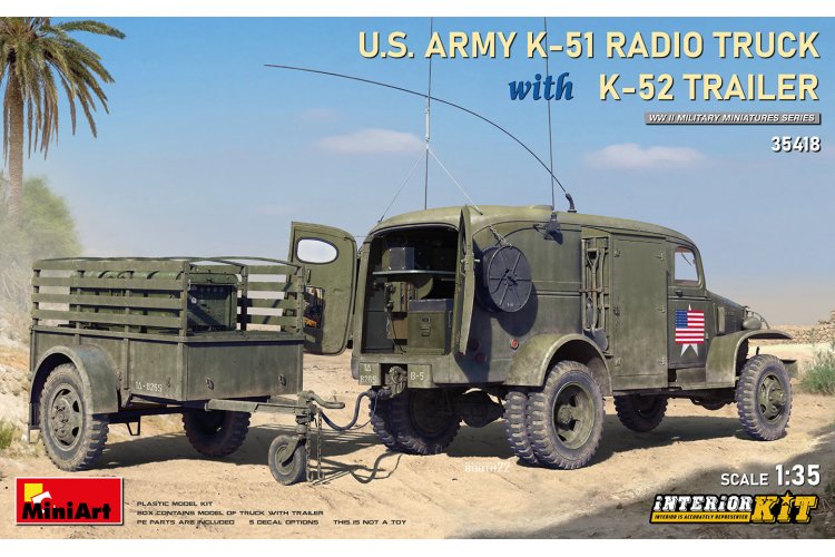 1:35 MiniArt 35418 U.S. Army K51 Radio Truck with K52 Trailer - Interior Kit - Min35418 - MIN35418