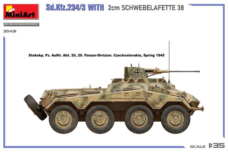 1:35 MiniArt 35431 Sd.Kfz.234/3 met 2cm Schwebelafette 38 - Militair Voertuig - Min35431 12 - MIN35431