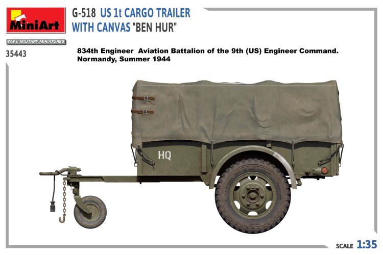 1:35 MiniArt 35443 G-518 US 1 ton Cargo Trailer Ben Hur w/Canvas - Min35443 3 - MIN35443