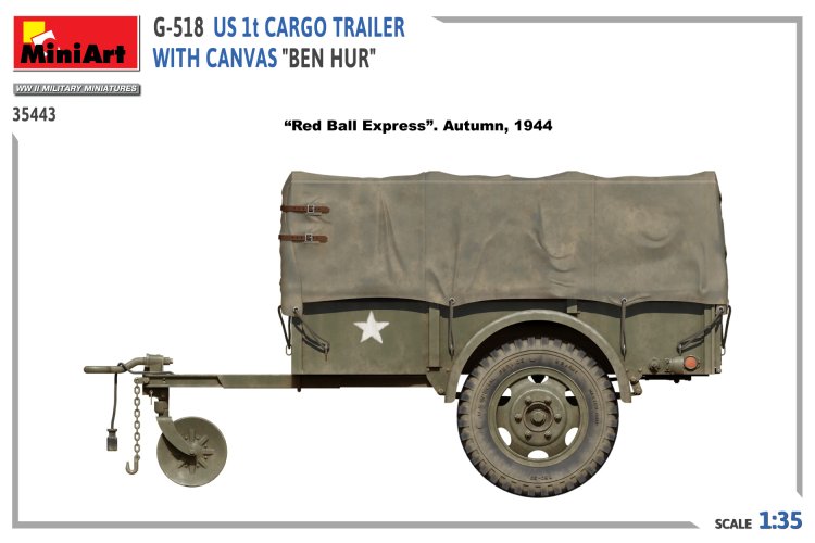 1:35 MiniArt 35443 G-518 US 1 ton Cargo Trailer Ben Hur w/Canvas - Min35443 4 - MIN35443