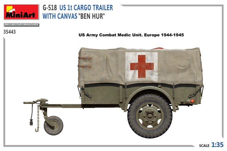 1:35 MiniArt 35443 G-518 US 1 ton Cargo Trailer Ben Hur w/Canvas - Min35443 5 - MIN35443