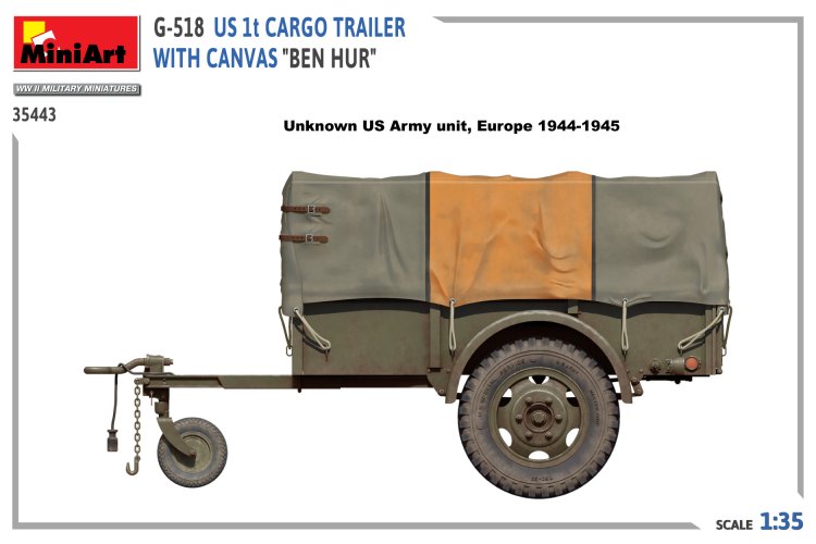 1:35 MiniArt 35443 G-518 US 1 ton Cargo Trailer Ben Hur w/Canvas - Min35443 6 - MIN35443