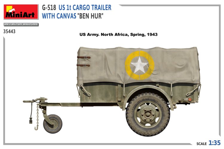 1:35 MiniArt 35443 G-518 US 1 ton Cargo Trailer Ben Hur w/Canvas - Min35443 8 - MIN35443