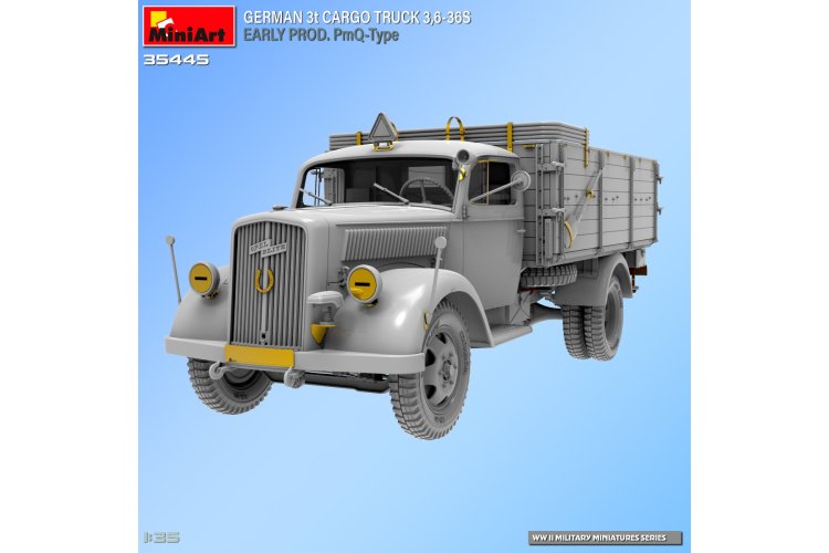 1:35 MiniArt 35445 Duitse Opel Blitz 3t Cargo Truck 3,6-36S - Early Prod. PmQ-Type - Min35445 3 - MIN35445