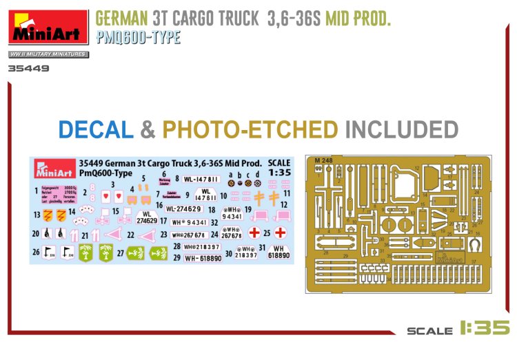 1:35 MiniArt 35449 Duitse Opel Blitz 3t Cargo Truck 3,6-36S Mid Productie - PMQ600-Type - Min35449 7 - MIN35449