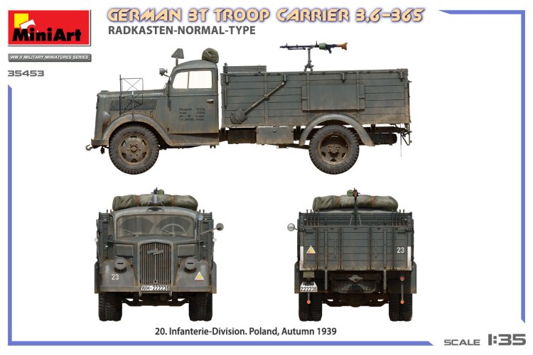 MiniArt 1:35 Opel Blitz 3t Troop Transport - Normal Fenders