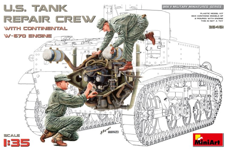 1:35 MiniArt 35461 U.S. Tank Repair Crew w/Continental W-670 Engine - Min35461 1 - MIN35461