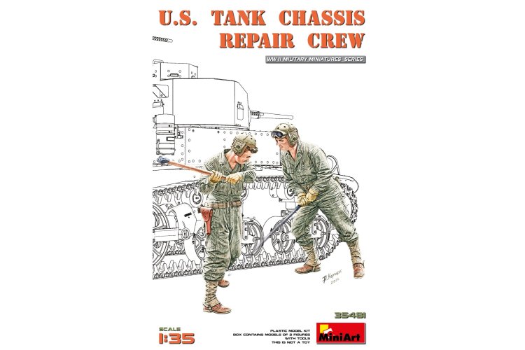 1:35 MiniArt 35481 WWII U.S. Tank Chassis Repair Crew - 2 Figures with Tools - Min35481 1 - MIN35481