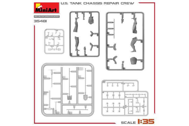 1:35 MiniArt 35481 WWII U.S. Tank Chassis Repair Crew - 2 Figures with Tools - Min35481 2 - MIN35481