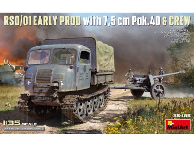 1:35 MiniArt 35485 RSO/01 Vroege Productie met 7,5 cm Pak 40 en Bemanning WWII - Duitse Zelfrijdende Antitankartillerie - Min35485 1 - MIN35485