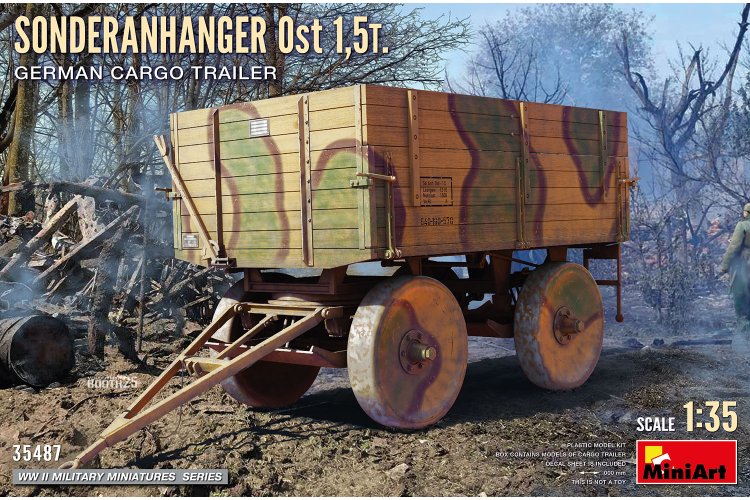 1:35 MiniArt 35487 Sonderanh&auml;nger Ost 1.5t WWII &ndash; German Cargo Trailer &ndash; Military Transport Trailer - Min35487 1 - MIN35487
