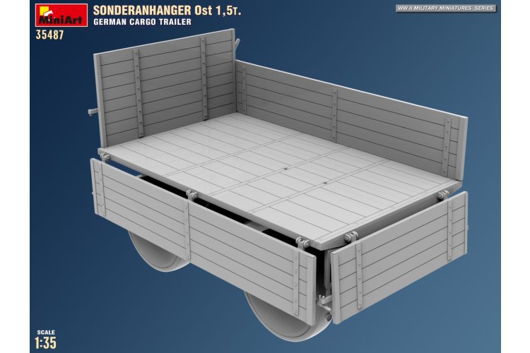 1:35 MiniArt 35487 Sonderanh&auml;nger Ost 1.5t WWII &ndash; German Cargo Trailer &ndash; Military Transport Trailer - Min35487 10 - MIN35487