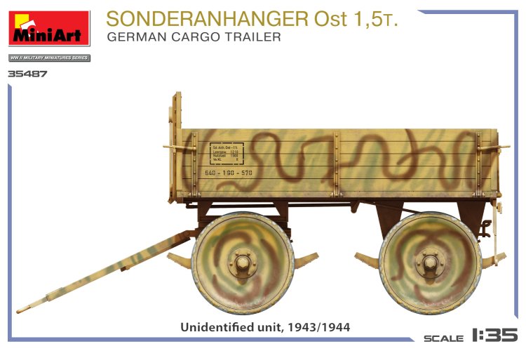 1:35 MiniArt 35487 Sonderanh&auml;nger Ost 1.5t WWII &ndash; German Cargo Trailer &ndash; Military Transport Trailer - Min35487 13 - MIN35487
