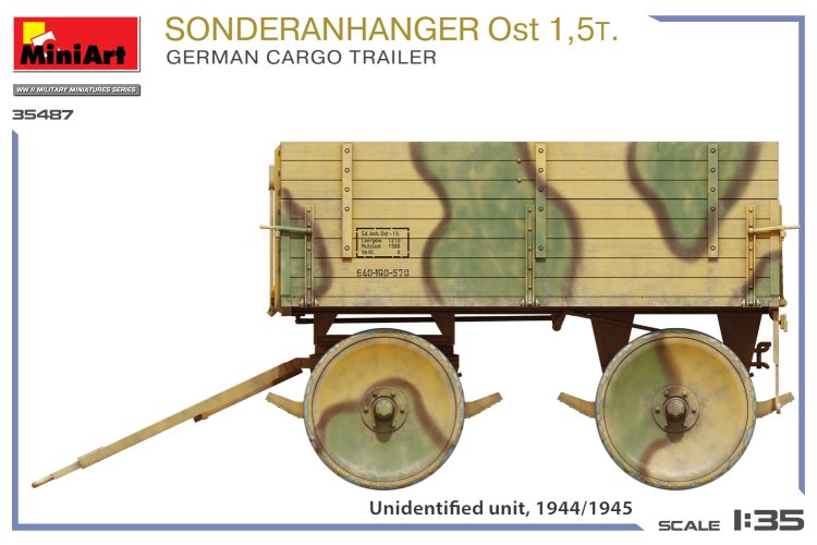 1:35 MiniArt 35487 Sonderanh&auml;nger Ost 1.5t WWII &ndash; German Cargo Trailer &ndash; Military Transport Trailer - Min35487 14 - MIN35487