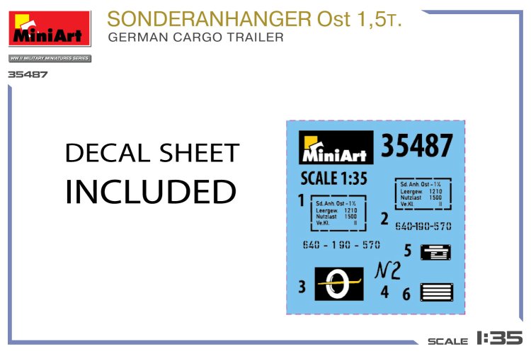 1:35 MiniArt 35487 Sonderanh&auml;nger Ost 1.5t WWII &ndash; German Cargo Trailer &ndash; Military Transport Trailer - Min35487 15 - MIN35487