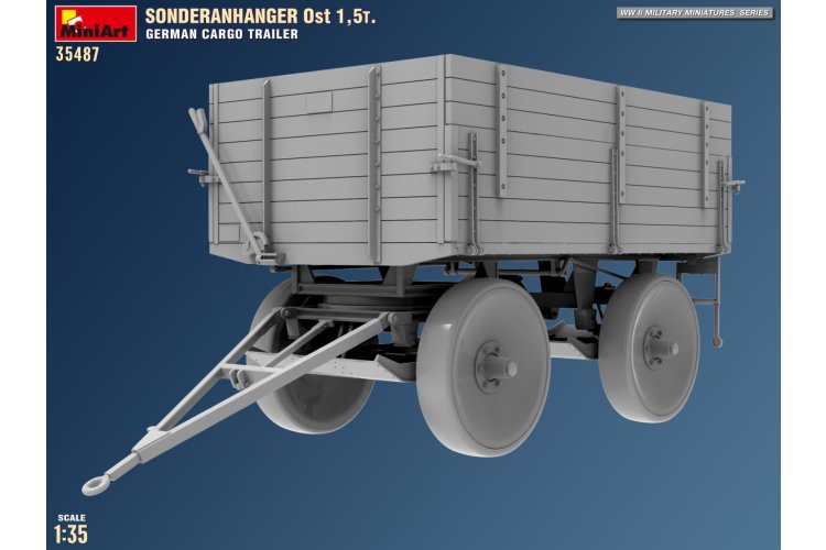 1:35 MiniArt 35487 Sonderanh&auml;nger Ost 1.5t WWII &ndash; German Cargo Trailer &ndash; Military Transport Trailer - Min35487 2 - MIN35487