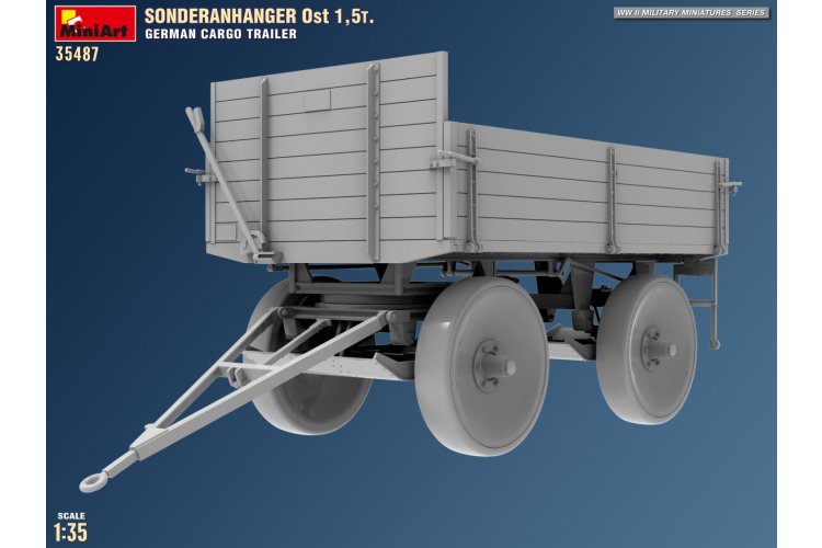 1:35 MiniArt 35487 Sonderanh&auml;nger Ost 1.5t WWII &ndash; German Cargo Trailer &ndash; Military Transport Trailer - Min35487 3 - MIN35487