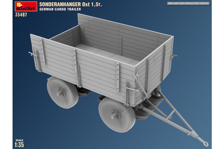 1:35 MiniArt 35487 Sonderanh&auml;nger Ost 1.5t WWII &ndash; German Cargo Trailer &ndash; Military Transport Trailer - Min35487 5 - MIN35487