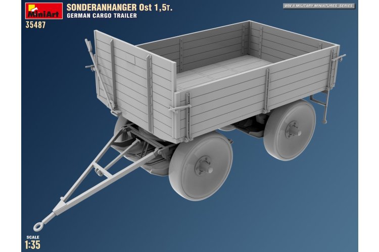 1:35 MiniArt 35487 Sonderanh&auml;nger Ost 1.5t WWII &ndash; German Cargo Trailer &ndash; Military Transport Trailer - Min35487 6 - MIN35487