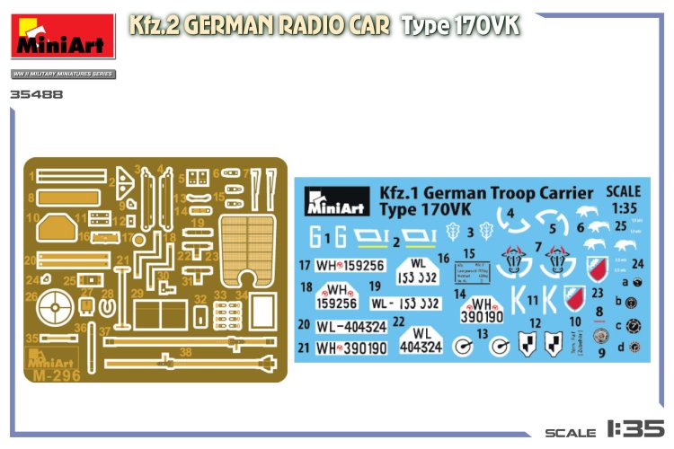 1:35 MiniArt 35488 Kfz.2 Radio Vehicle Type 170VK WWII &ndash; German Military Vehicle - Min35488 11 - MIN35488